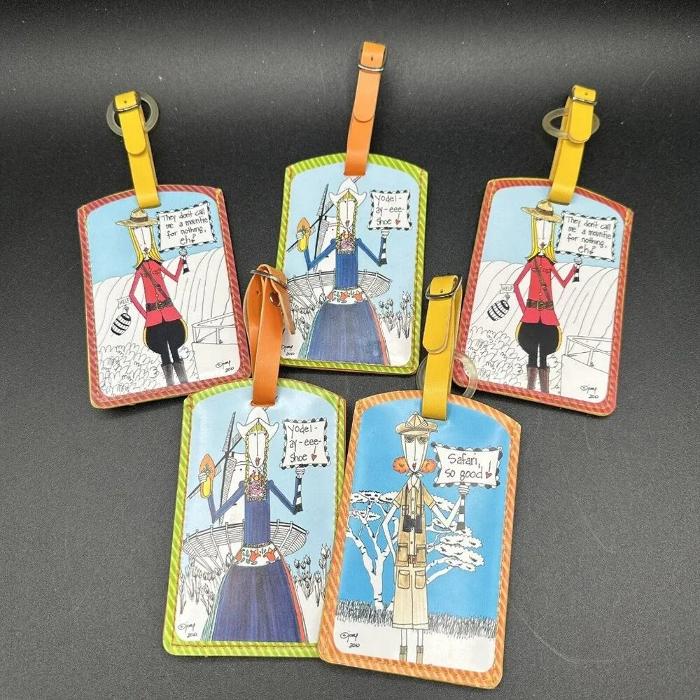 Dolly Mamas By Joey Luggage Tag Set of 5 Africa Holland Canada Kitschy